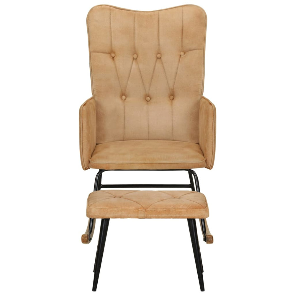 Supama kėdė su pakoja, kreminės spalvos, drobė, vintažinė
