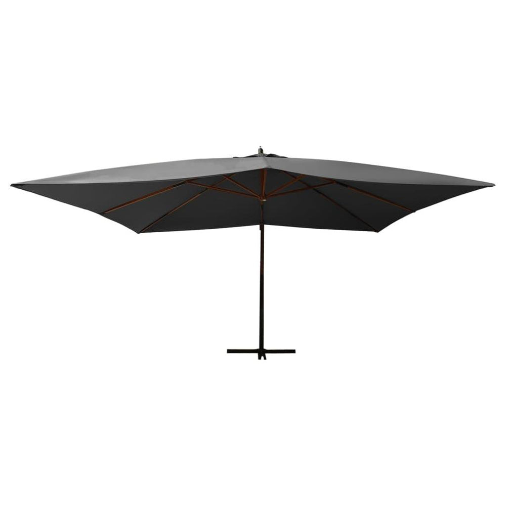 Gembinis skėtis su mediniu stulpu, antracito spalvos, 400x300cm
