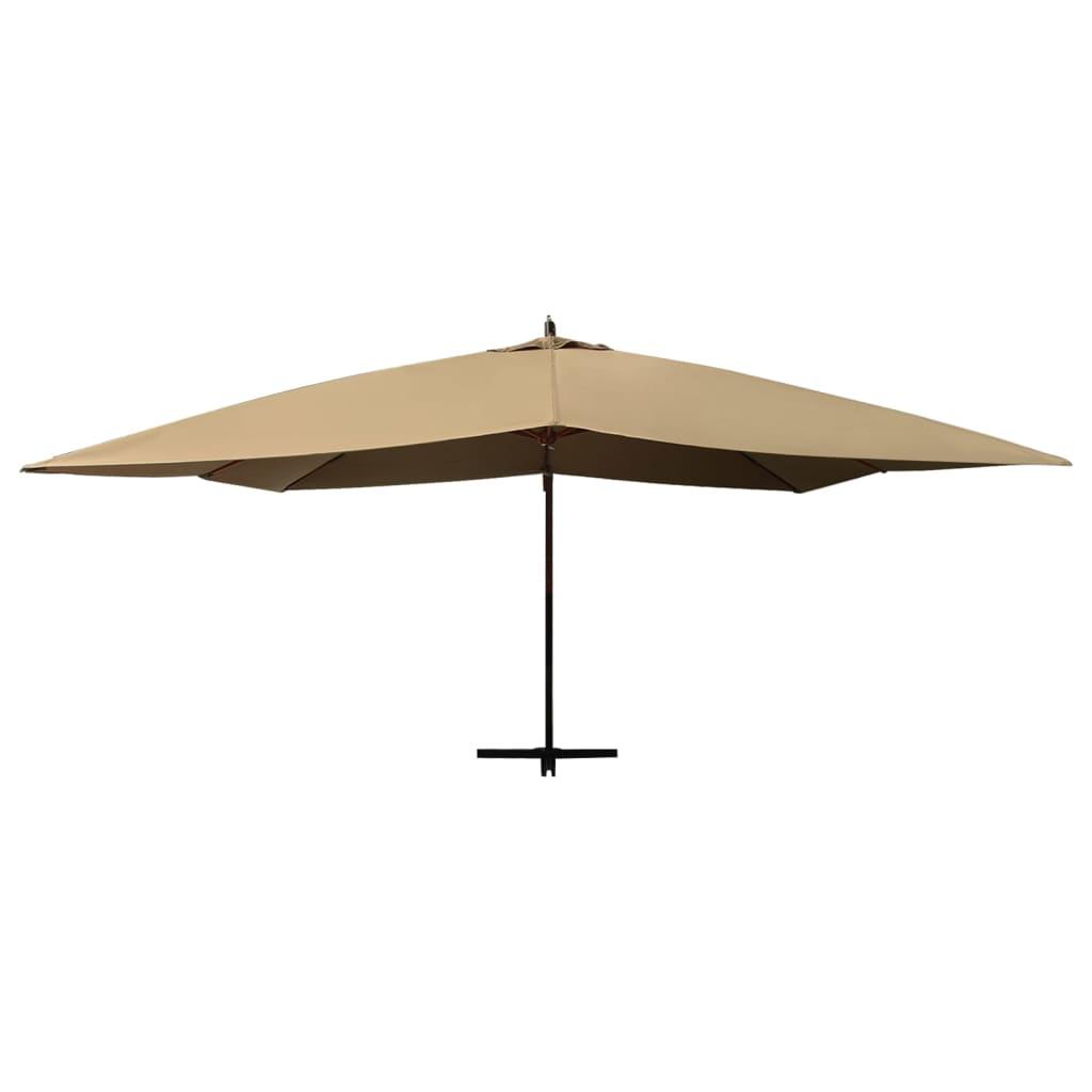 Gembinis skėtis su mediniu stulpu, taupe spalvos, 400x300cm