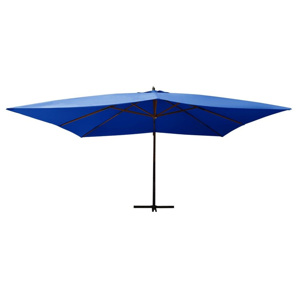 Gembinis skėtis su mediniu stulpu, mėlynos spalvos, 400x300cm
