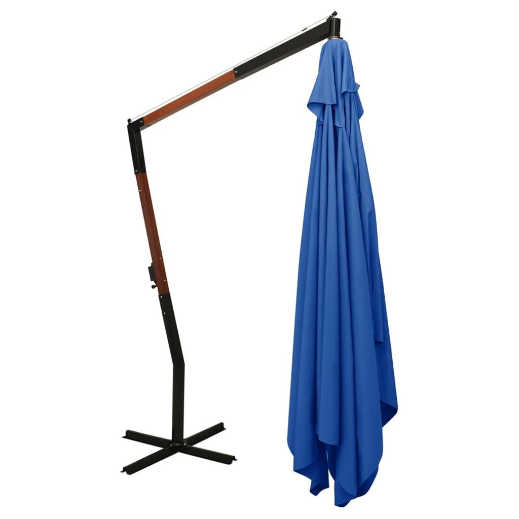 Gembinis skėtis su mediniu stulpu, mėlynos spalvos, 400x300cm