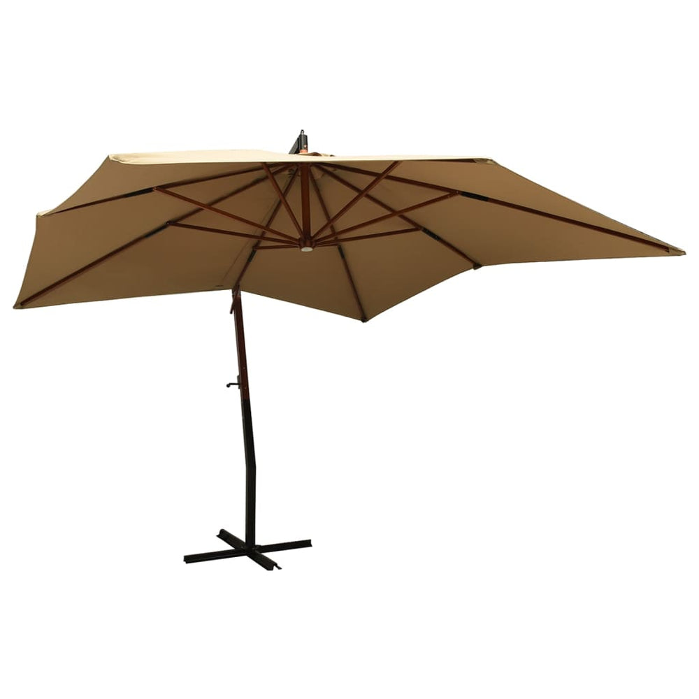Pakabinamas skėtis su mediniu stulpu, taupe spalvos, 300cm