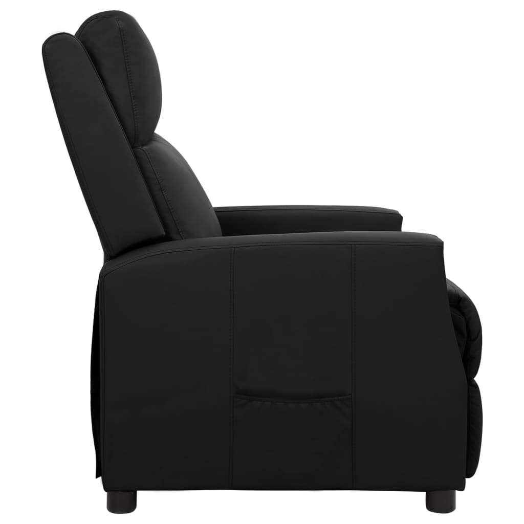 Pakeliamas atlošiamas krėslas, juodos spalvos, dirbtinė oda
