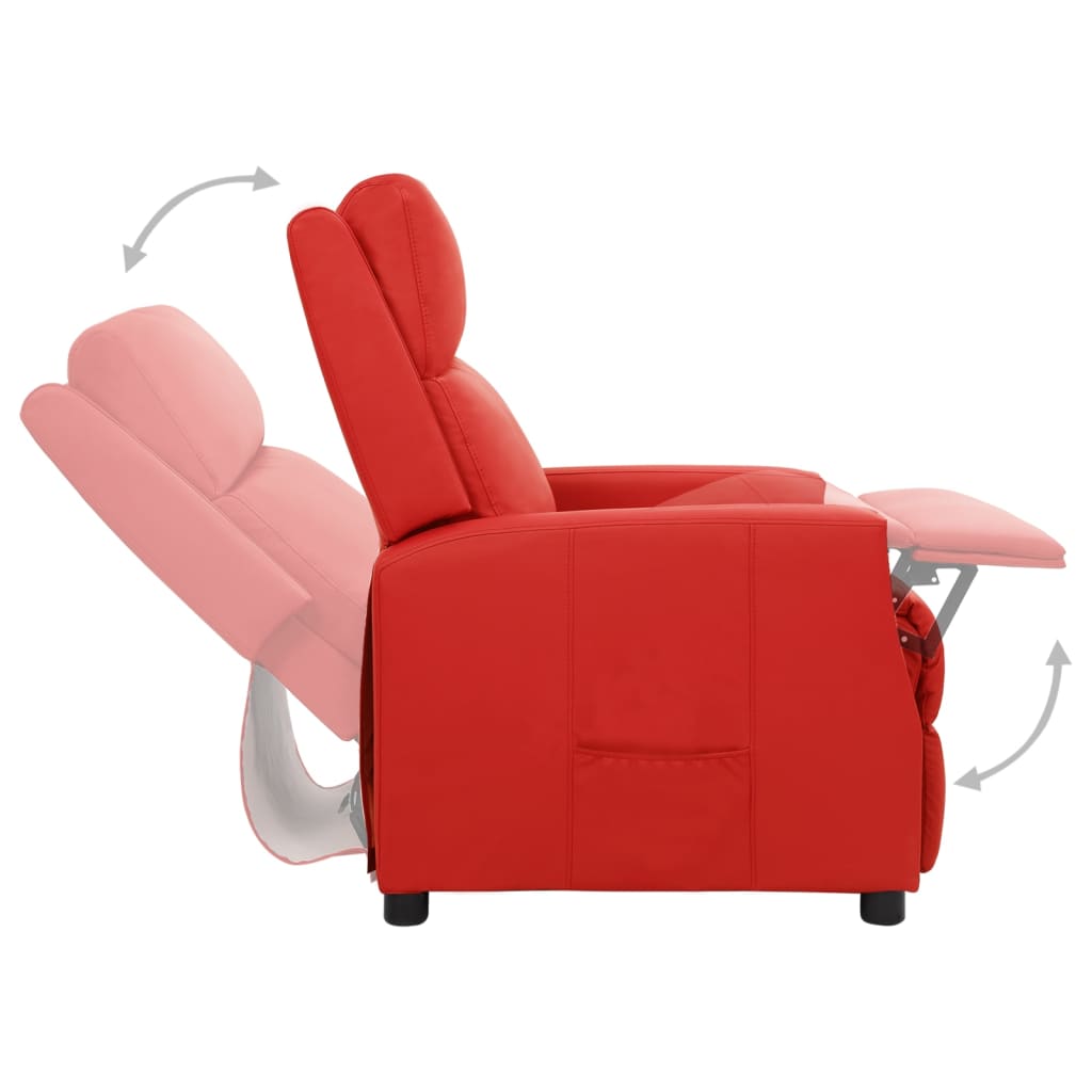 Pakeliamas atlošiamas krėslas, raudonos spalvos, dirbtinė oda