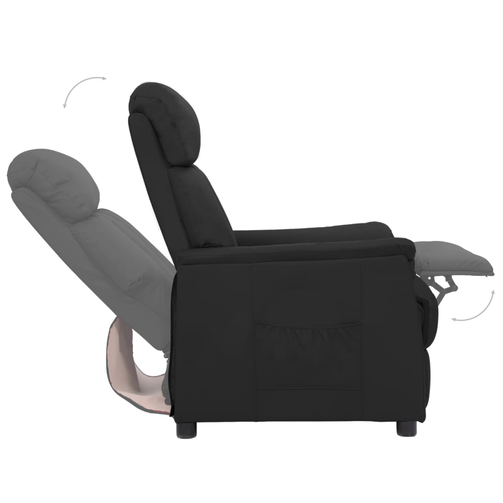 Pakeliamas atlošiamas krėslas, juodos spalvos, dirbtinė oda