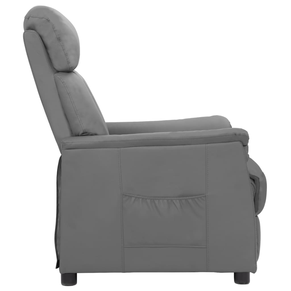 Pakeliamas atlošiamas krėslas, pilkos spalvos, dirbtinė oda