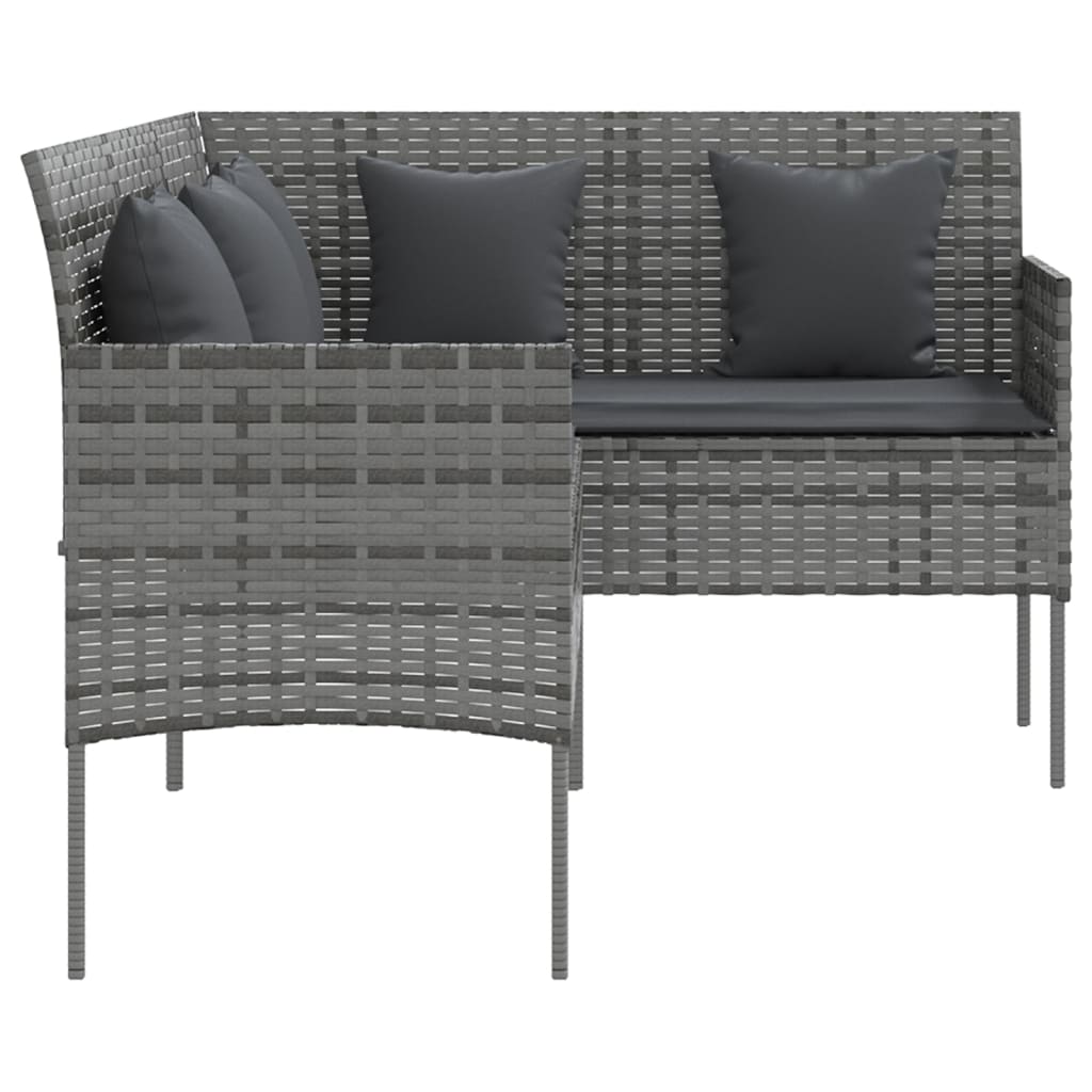 Sofa su pagalvėlėmis, pilkos spalvos, poliratanas, L formos