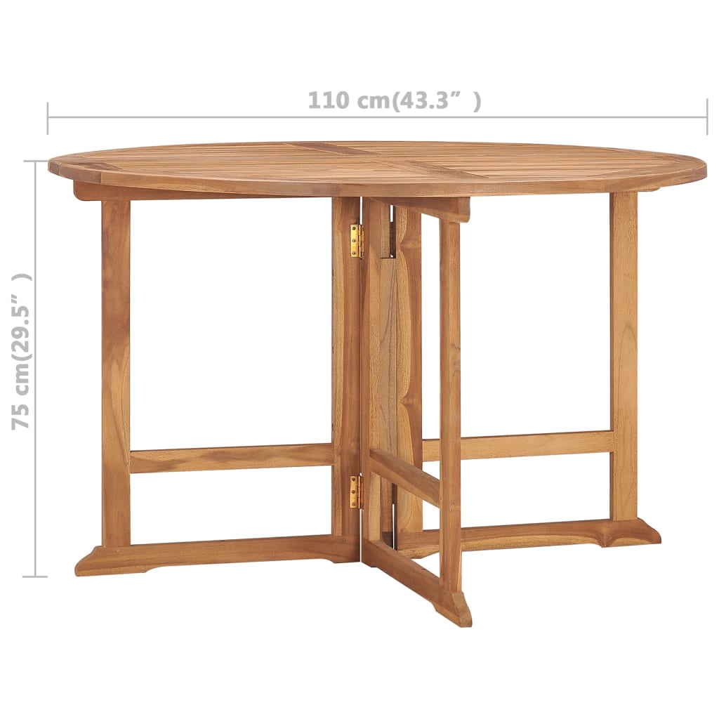 Sulankstomas sodo valgomojo stalas, 110x75cm, tikmedžio masyvas
