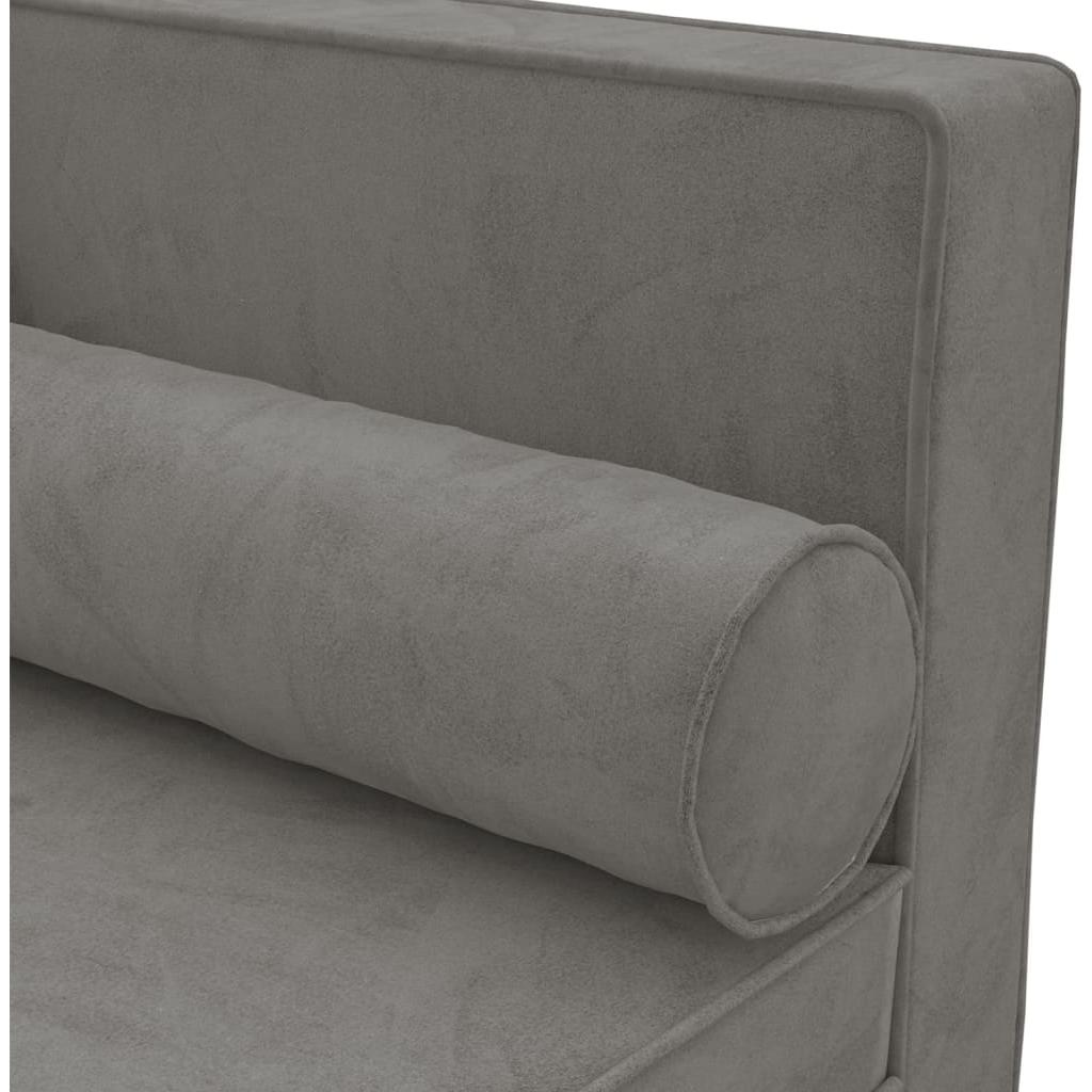 Dvivietė sofa-lova, šviesiai pilkos spalvos, aksomas