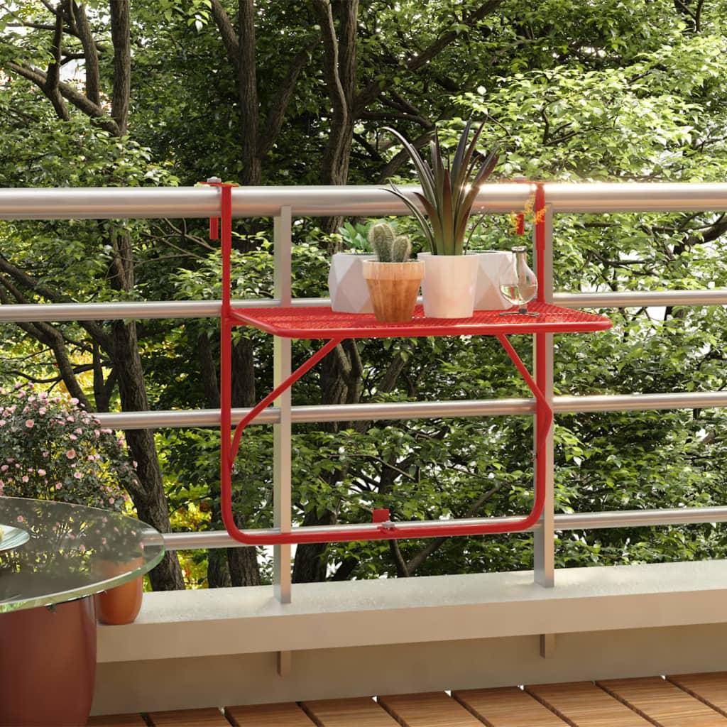Balkono staliukas, raudonos spalvos, 60x40cm, plienas