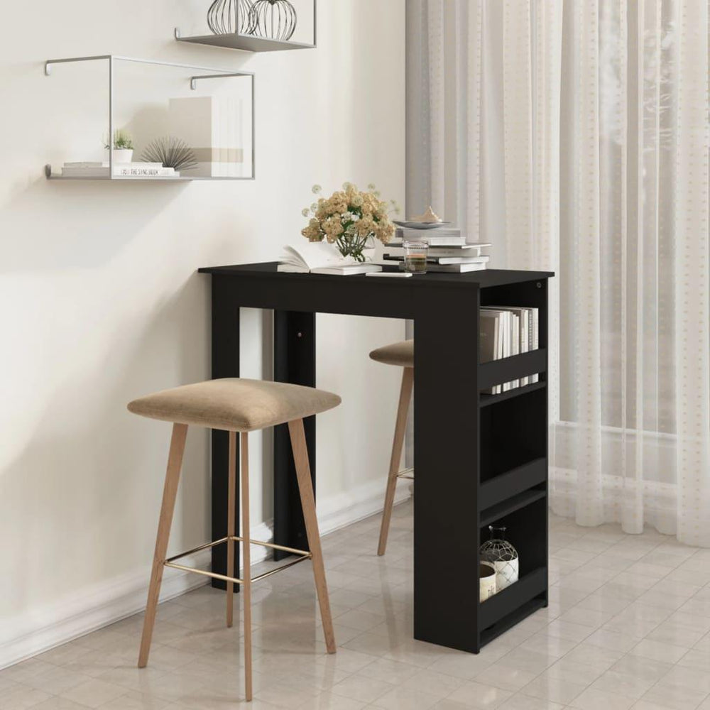 Baro stalas su lentyna, juodos spalvos, 102x50x103,5cm, MDP