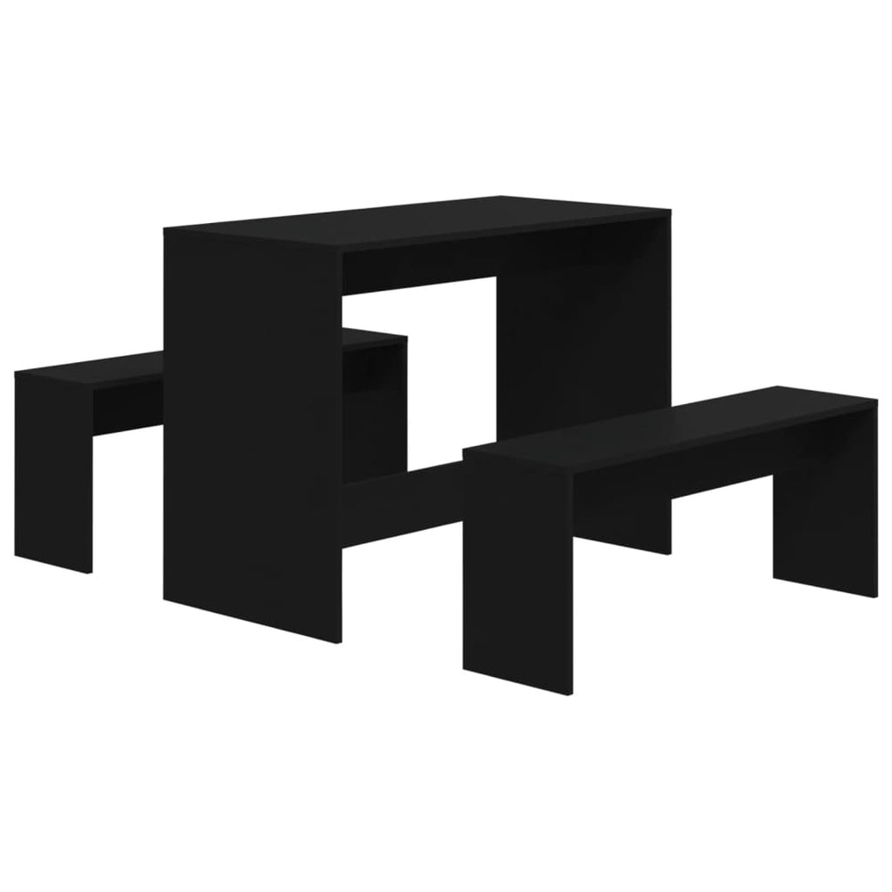 Valgomojo baldų komplektas, 3 dalių, juodos spalvos, MDP