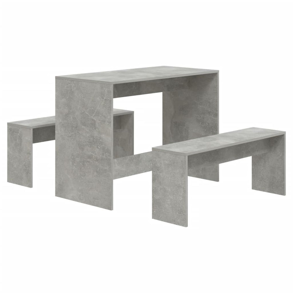 Valgomojo baldų komplektas, 3 dalių, betono pilkos spalvos, MDP