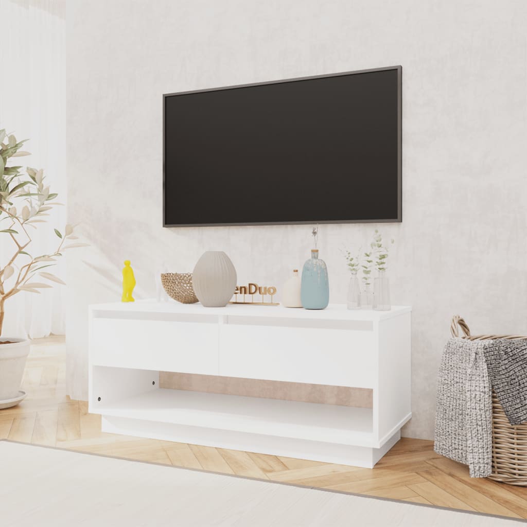 Televizoriaus spintelė, baltos spalvos, 102x41x44cm, MDP