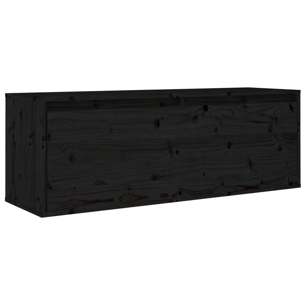 Sieninė spintelė, juoda, 100x30x35cm, pušies medienos masyvas