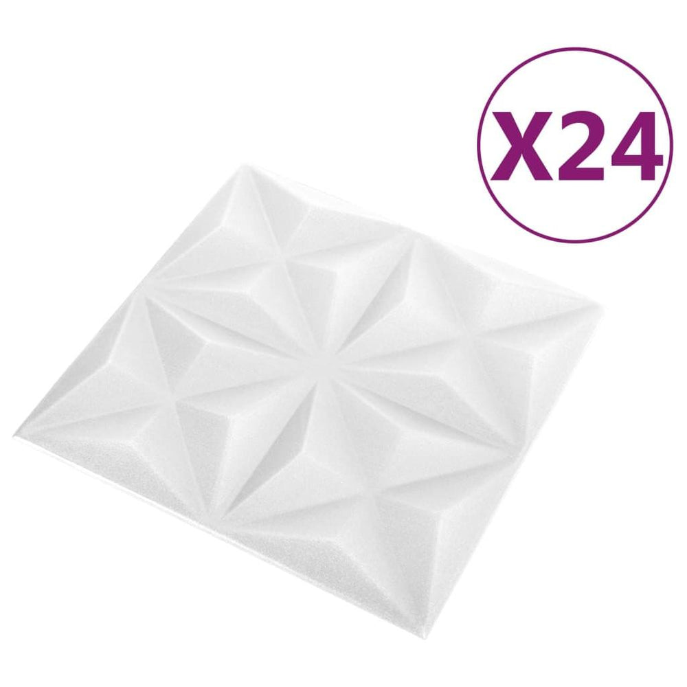3D sienų plokštės, 24vnt., origami baltos, 50x50cm, 6m²