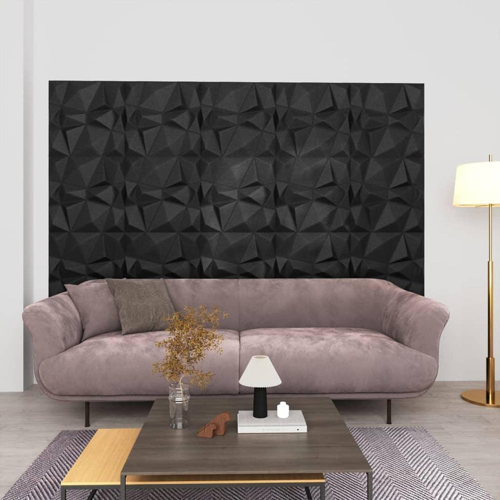 3D sienų plokštės, 48vnt., deimantų juodos, 50x50cm, 12m²