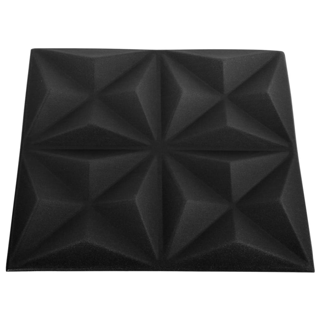 3D sienų plokštės, 48vnt., origami juodos, 50x50cm, 12m²
