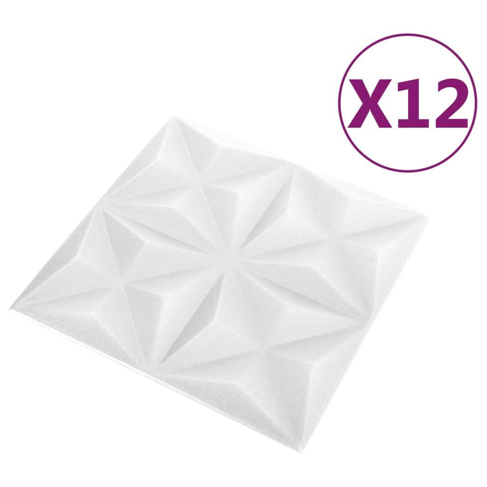 3D sienų plokštės, 12vnt., origami baltos, 50x50cm, 3m²