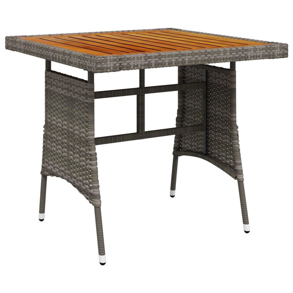 Sodo stalas, pilkas, 70x70x72cm, poliratanas ir akacija