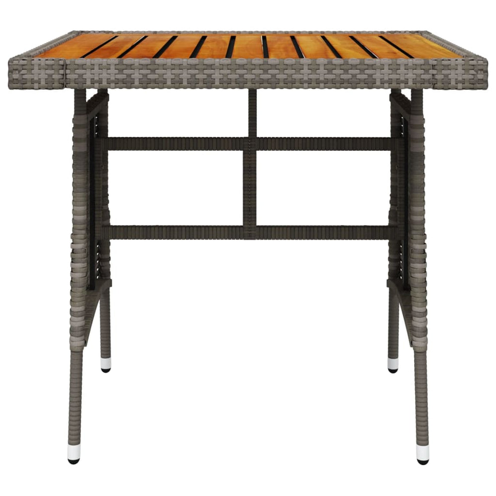 Sodo stalas, pilkas, 70x70x72cm, poliratanas ir akacija