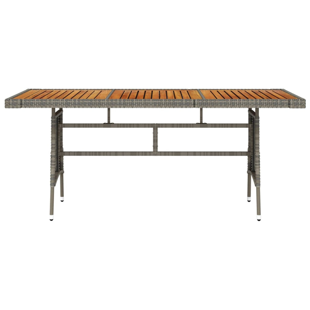 Sodo stalas, pilkas, 160x70x72cm, poliratanas ir akacija
