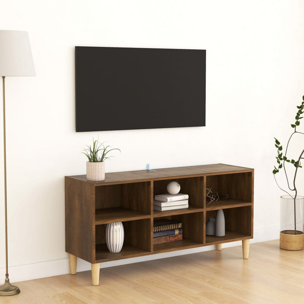 TV spintelė su medinėmis kojelėmis, ąžuolo, 103,5x30x50cm