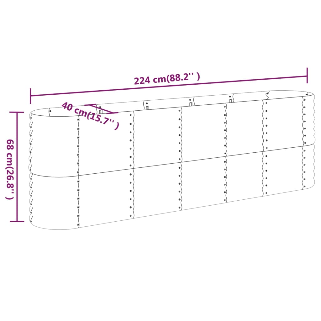 Sodo lovelis, sidabrinis, 224x40x68cm, plienas