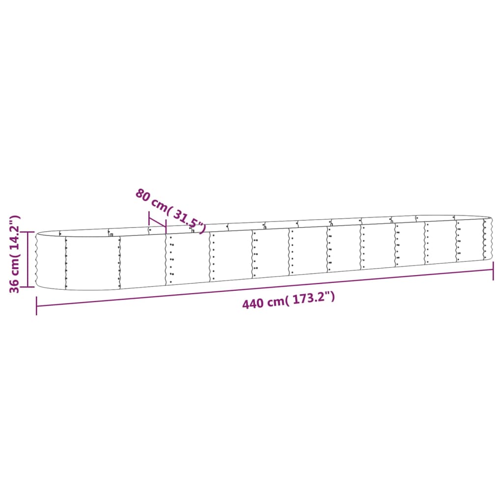Sodo lovelis, sidabrinis, 440x80x36cm, plienas