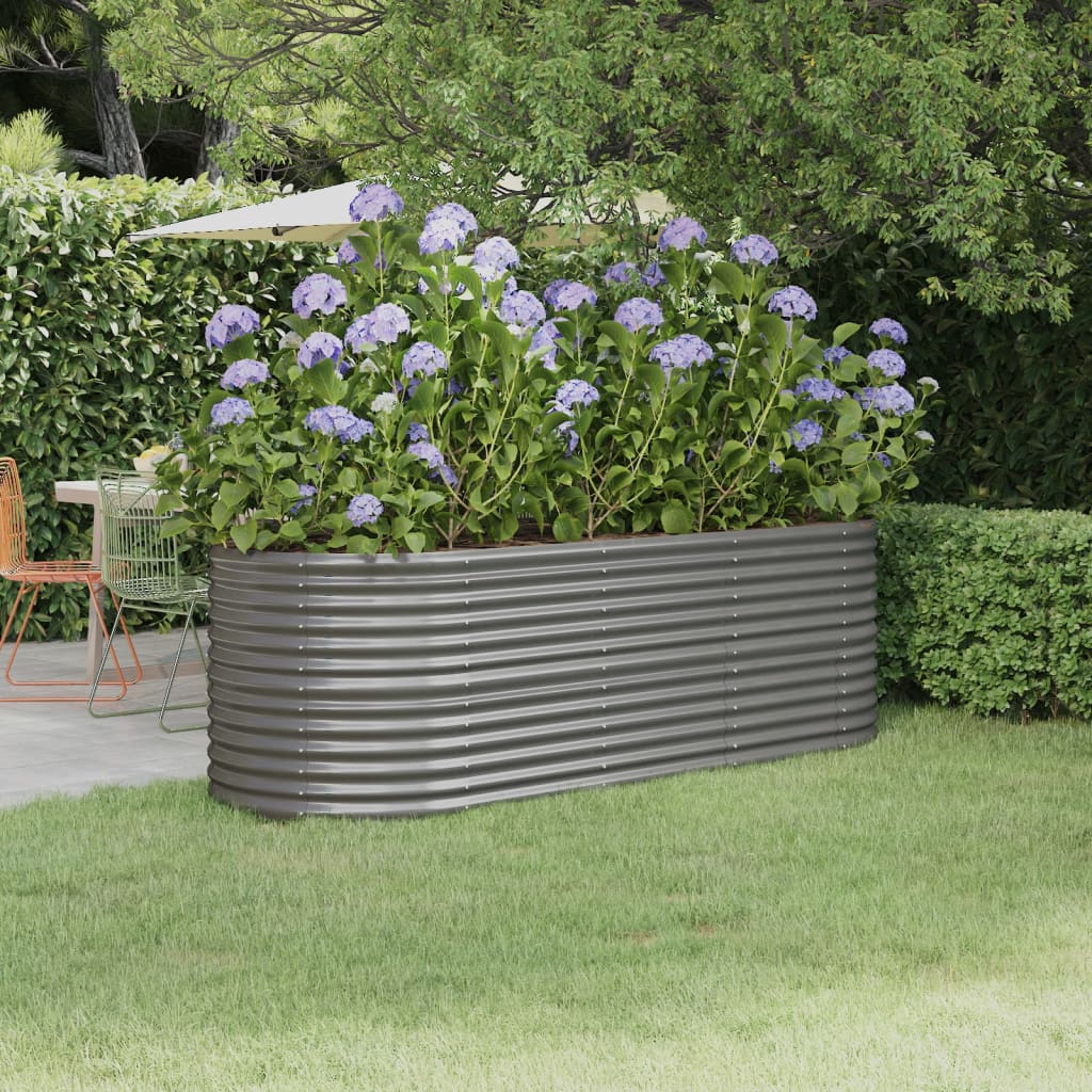 Sodo lovelis, pilkas, 224x80x68cm, plienas