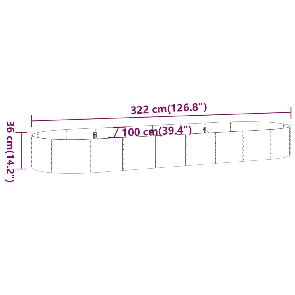 Sodo lovelis, sidabrinis, 322x100x36cm, plienas