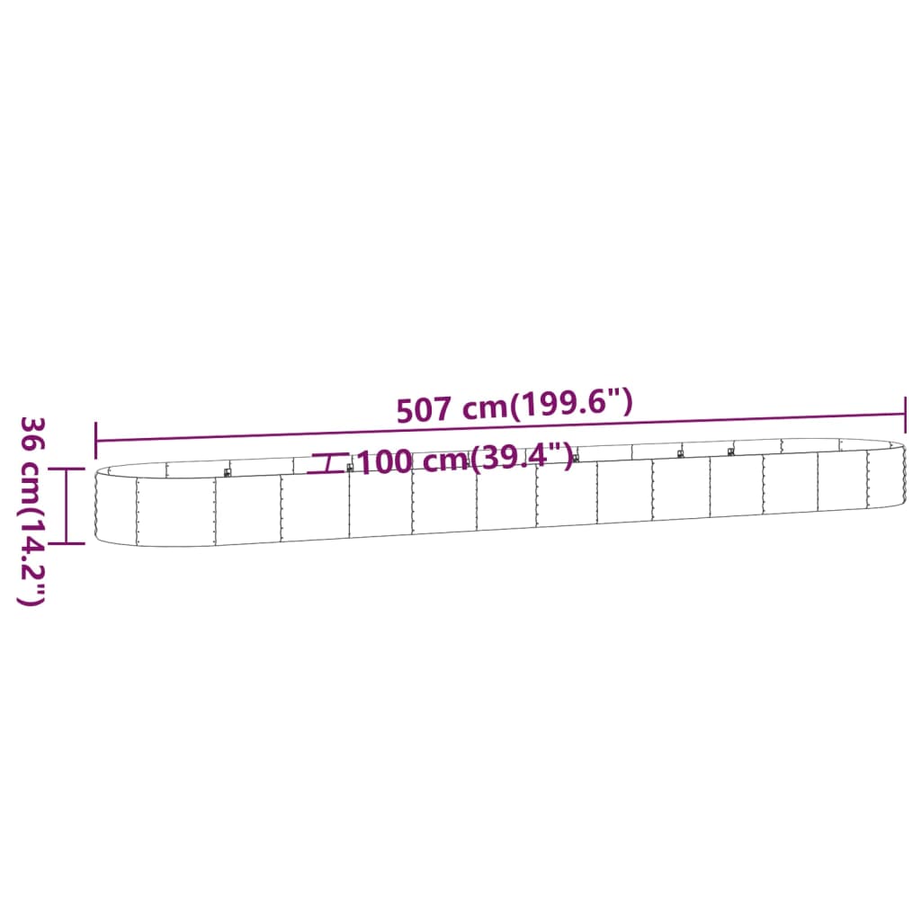 Sodo lovelis, antracito, 507x100x36cm, plienas