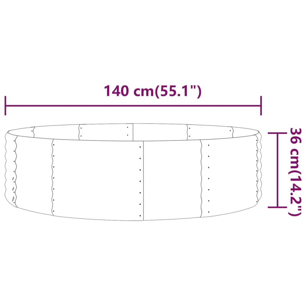 Sodo lovelis, antracito, 140x140x36cm, plienas