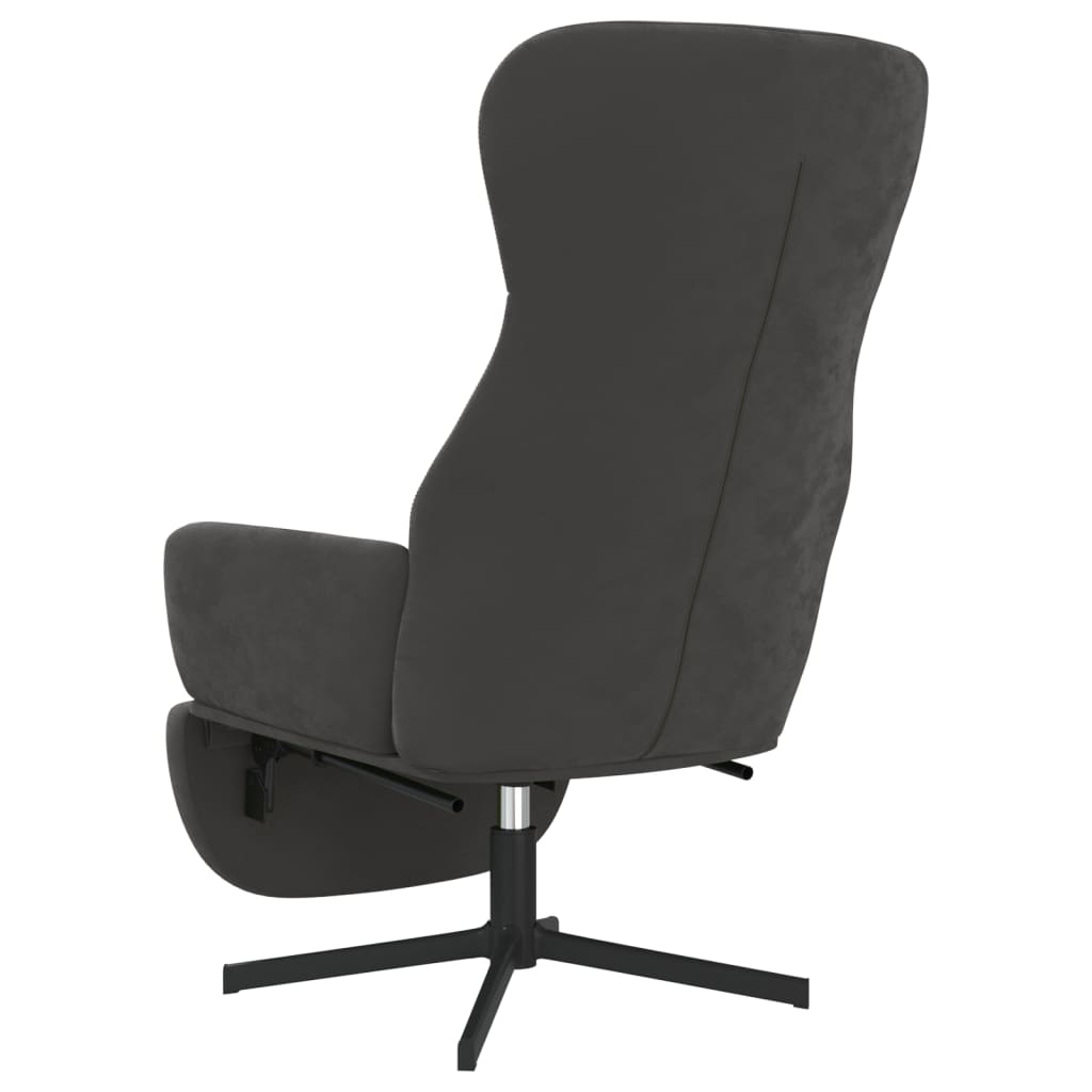 Poilsio kėdė su pakoja, tamsiai pilkos spalvos, aksomas