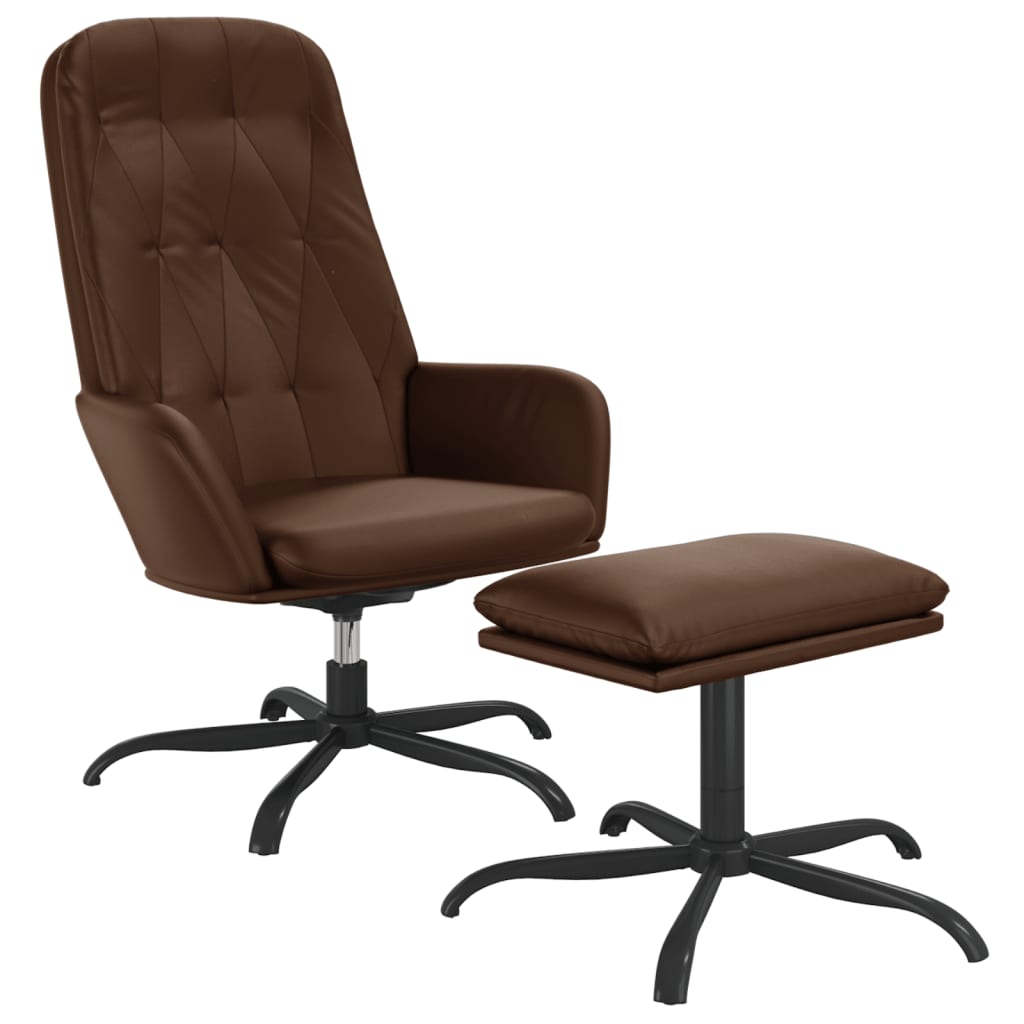 Poilsio kėdė su pakoja, rudos spalvos, dirbtinė oda, blizgi