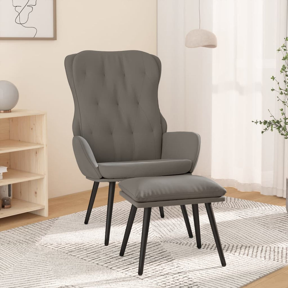 Poilsio kėdė su pakoja, šviesiai pilkos spalvos, aksomas