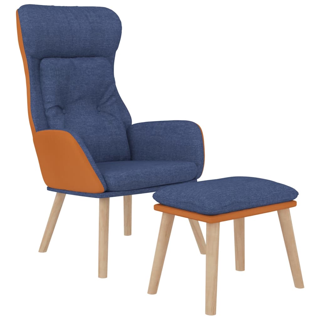 Poilsio kėdė su pakoja, mėlyna, dirbtinė oda ir audinys