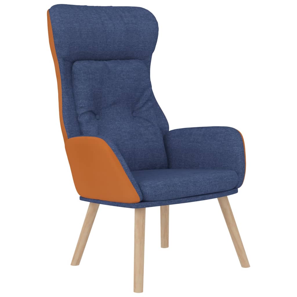 Poilsio kėdė su pakoja, mėlyna, dirbtinė oda ir audinys