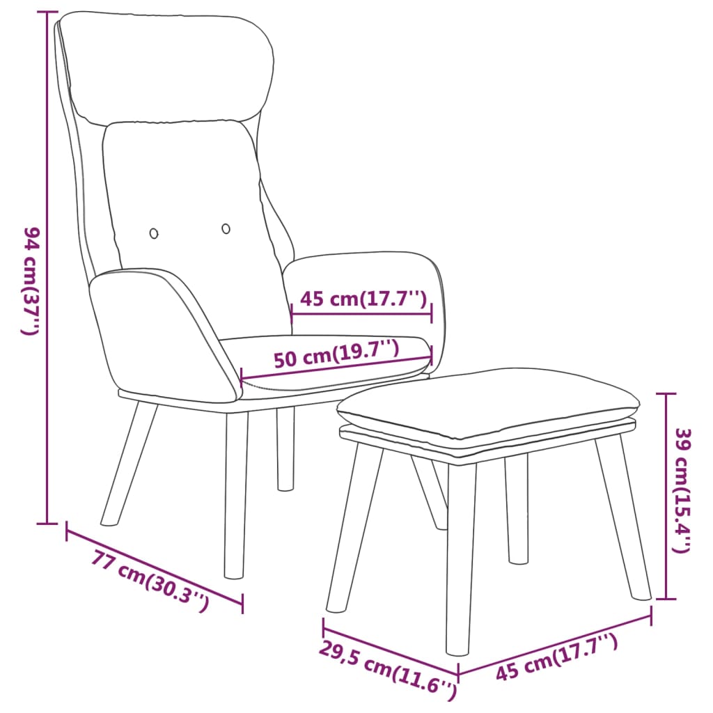 Poilsio kėdė su pakoja, juodos spalvos, dirbtinė oda ir audinys