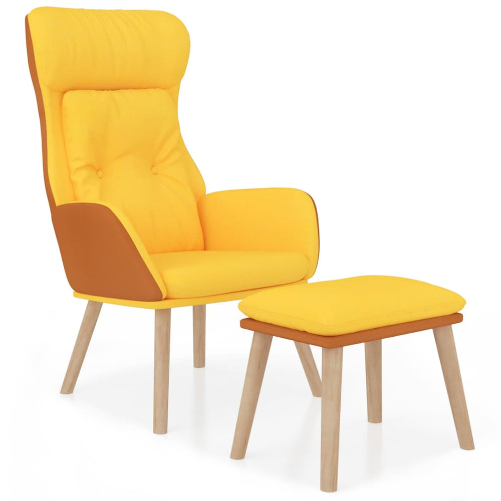Poilsio kėdė su pakoja, garstyčių geltona, dirbtinė oda/audinys