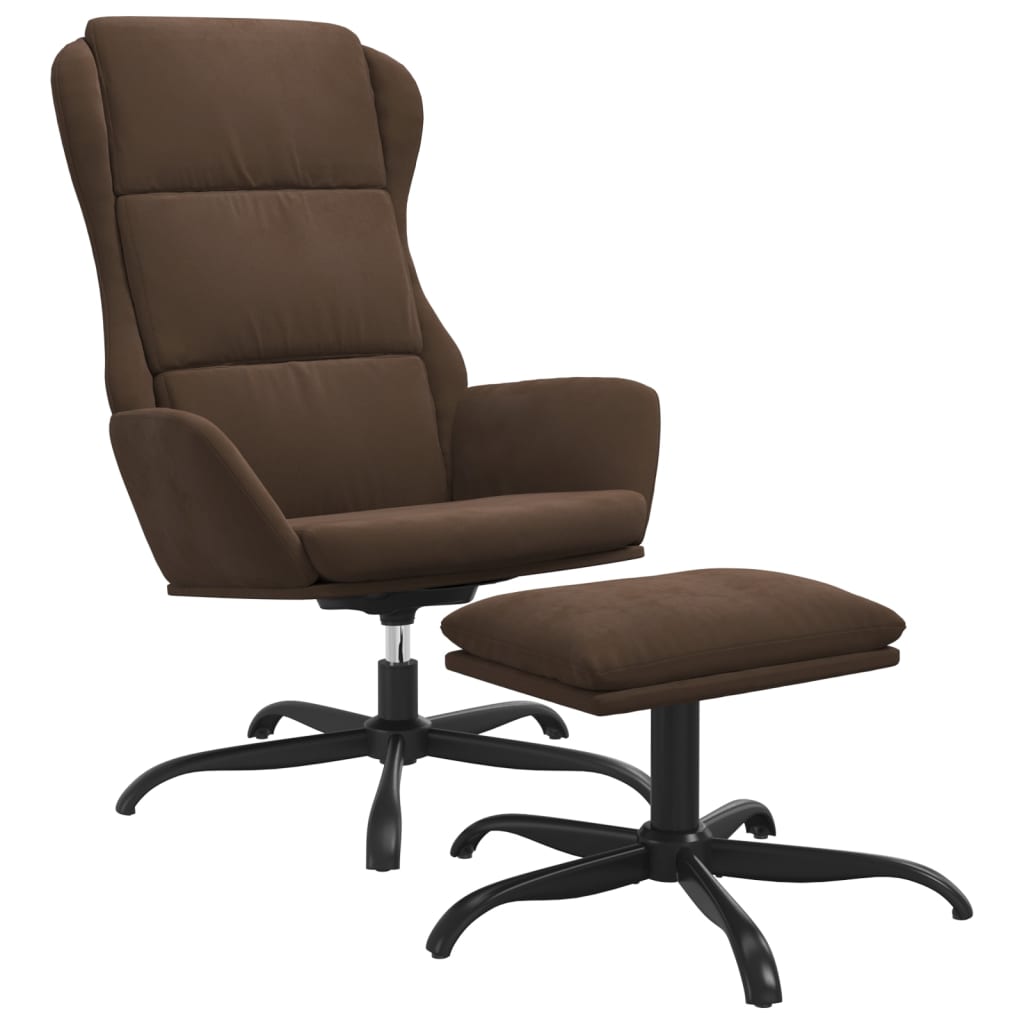 Poilsio kėdė su pakoja, rudos spalvos, mikropluošto audinys