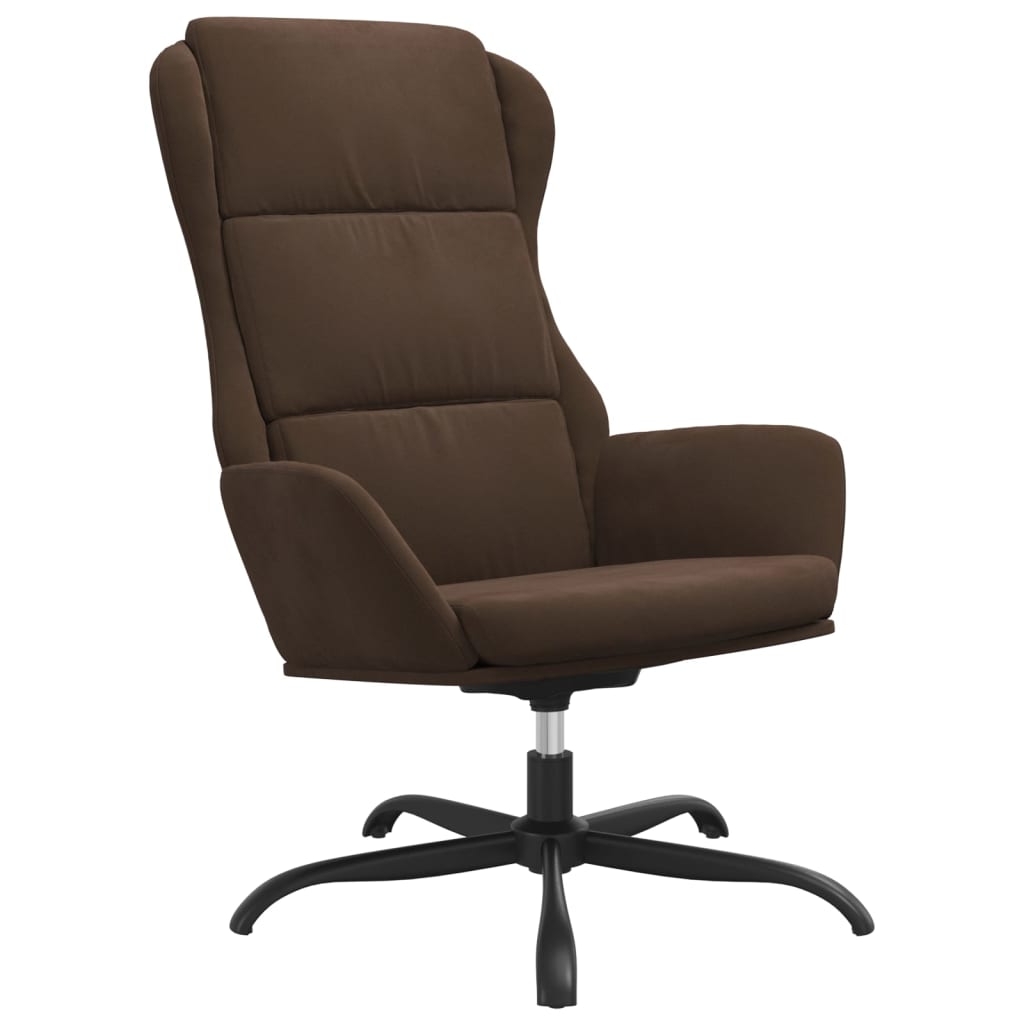 Poilsio kėdė su pakoja, rudos spalvos, mikropluošto audinys