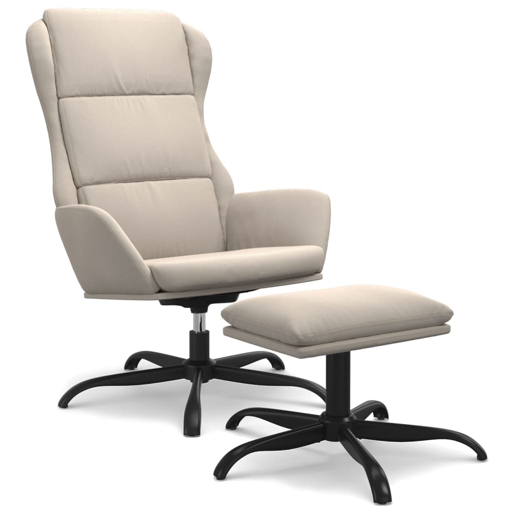 Poilsio kėdė su pakoja, kreminės spalvos, mikropluošto audinys