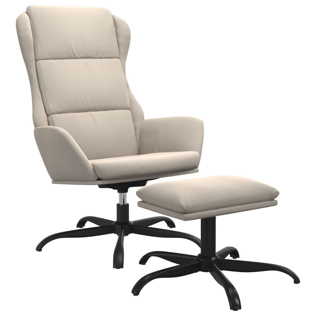 Poilsio kėdė su pakoja, kreminės spalvos, mikropluošto audinys