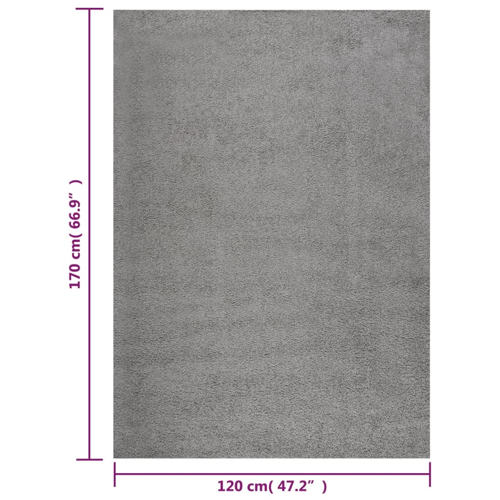 Shaggy tipo kilimas, pilkas, 120x170cm, aukšti šereliai