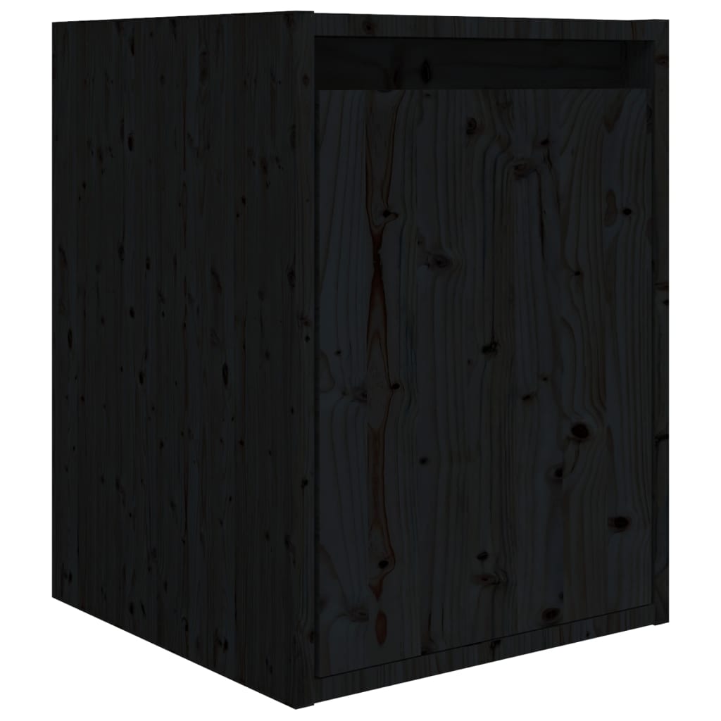 Televizoriaus spintelės, 3vnt., juodos, pušies medienos masyvas