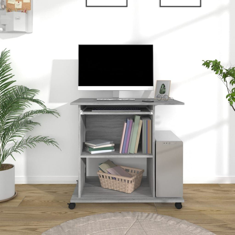 Kompiuterio stalas, pilkos ąžuolo spalvos, 80x50x75cm, mediena