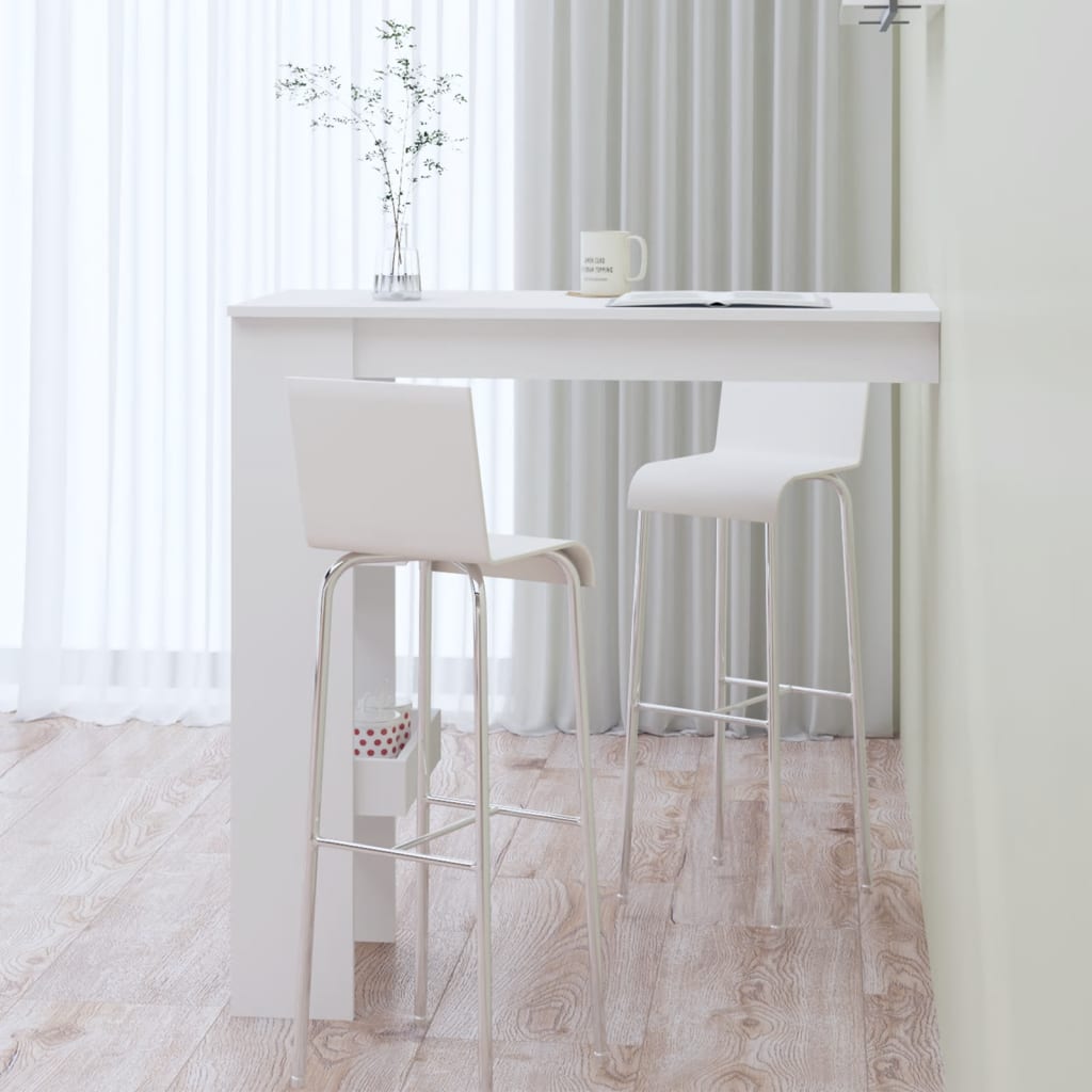 Sieninis baro staliukas, baltas, 102x45x103,5cm, mediena