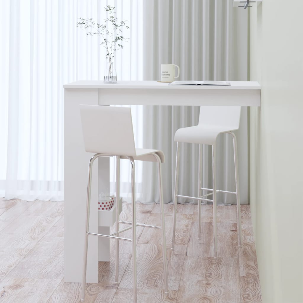 Sieninis baro staliukas, baltas, 102x45x103,5cm, mediena