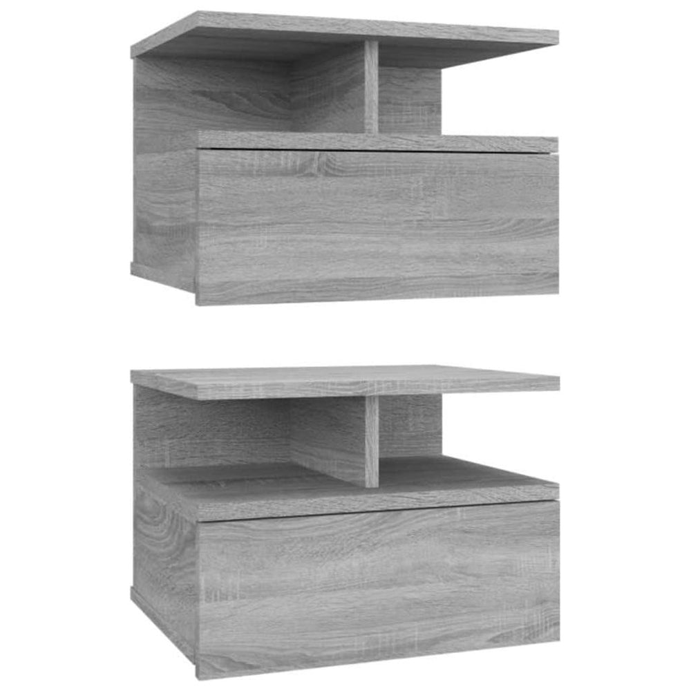 Naktiniai staliukai, 2vnt., pilki, 40x31x27cm, mediena